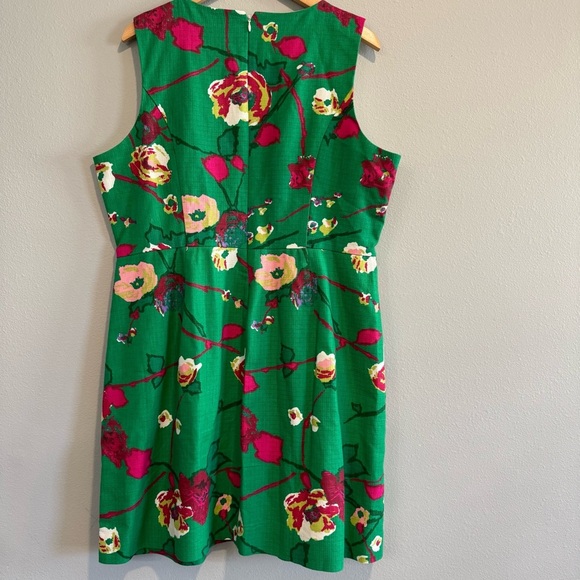 J.Crew Factory Floral Green Sleeveless Dress Pockets Office Work Cotton 20 - Picture 3 of 5